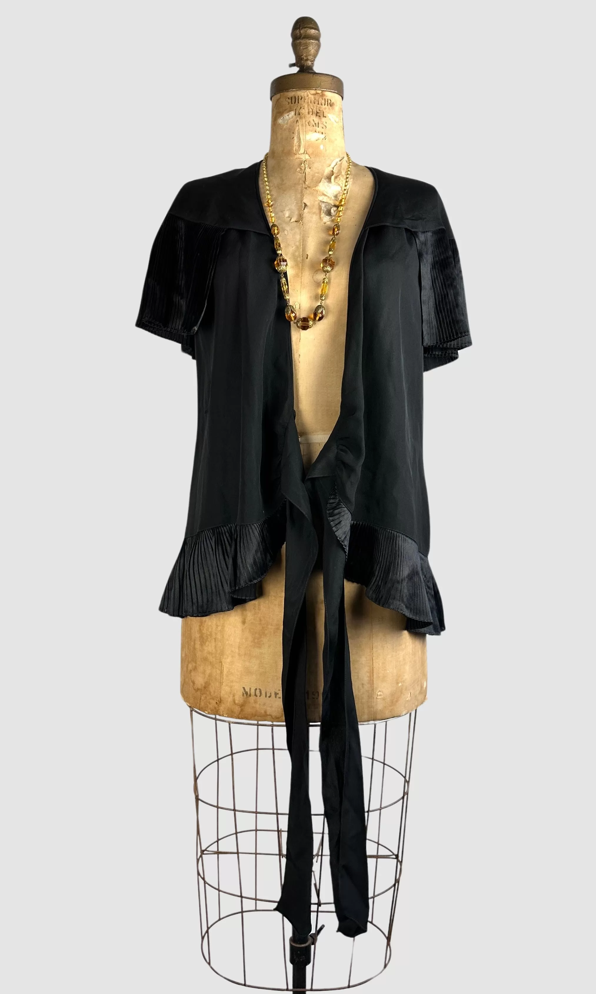 IT'S A WRAP 1920s Silk Crepe Ruffle Wrap Blouse  Small