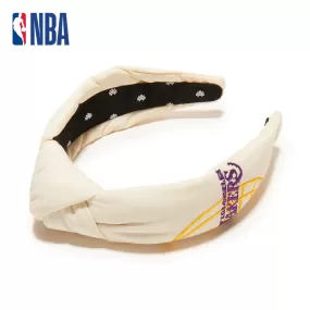 IVORY LA LAKERS EMBROIDERED KNOTTED HEADBAND