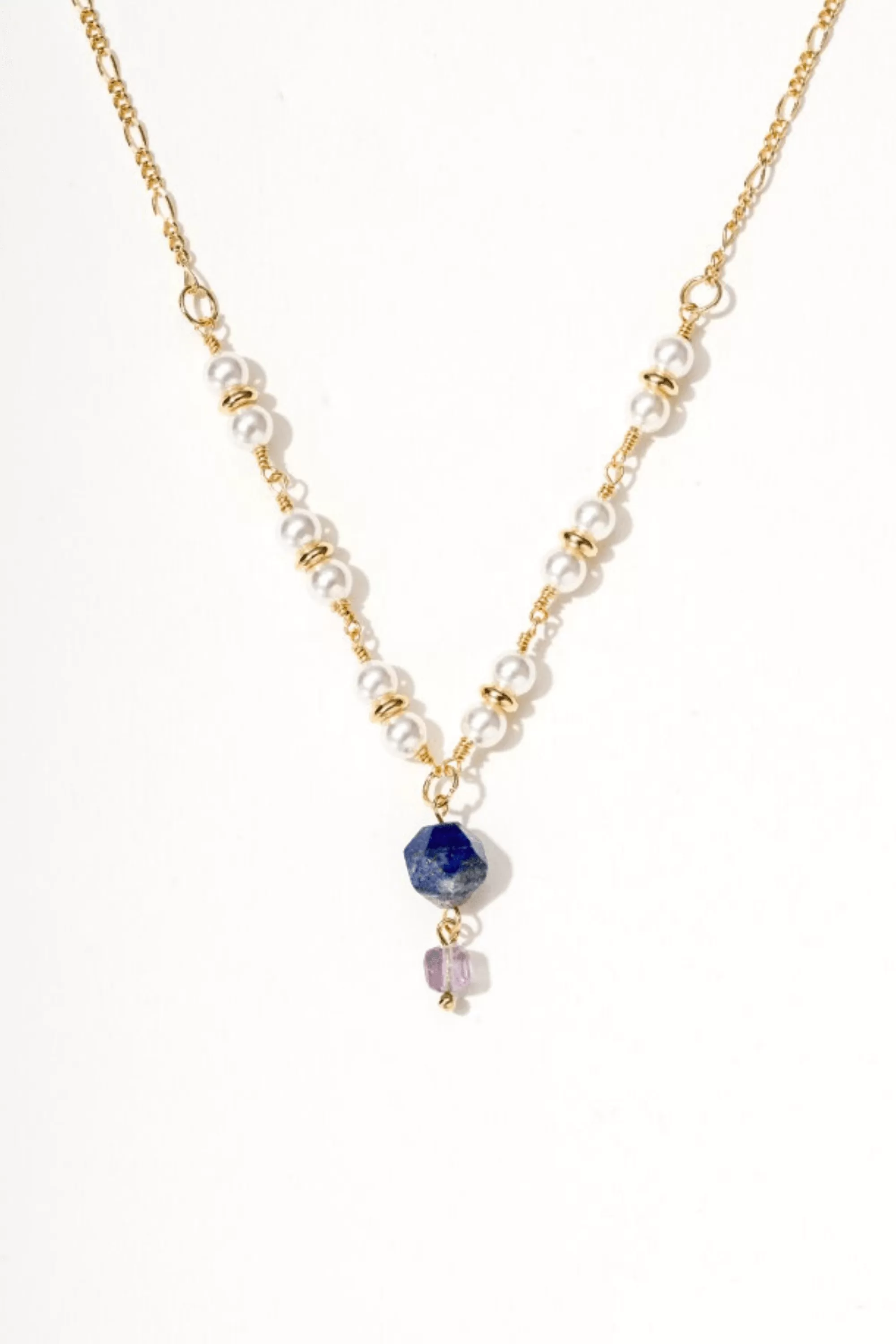 Ivory Pearl and Lapis Pendant Necklace