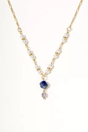 Ivory Pearl and Lapis Pendant Necklace