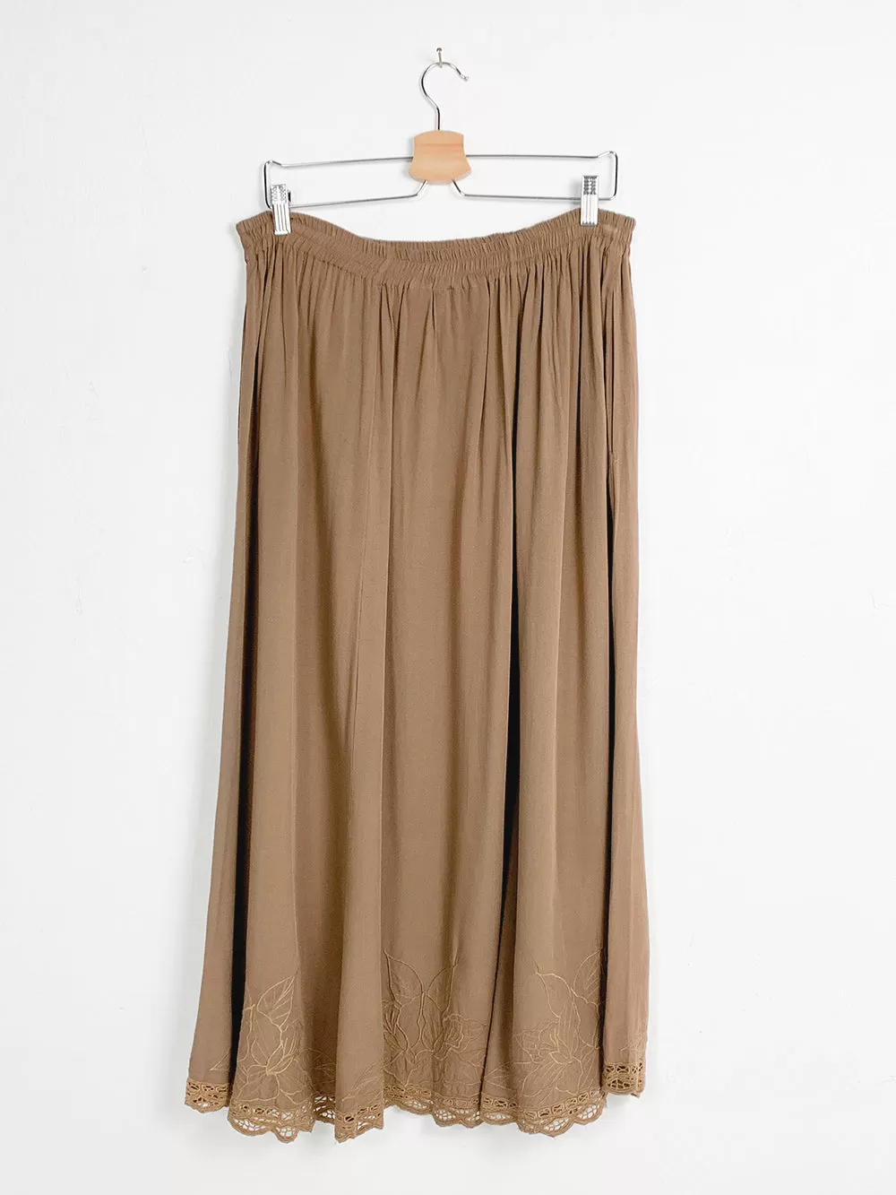 JA Rayon Midi Skirt With Embroidered Hem