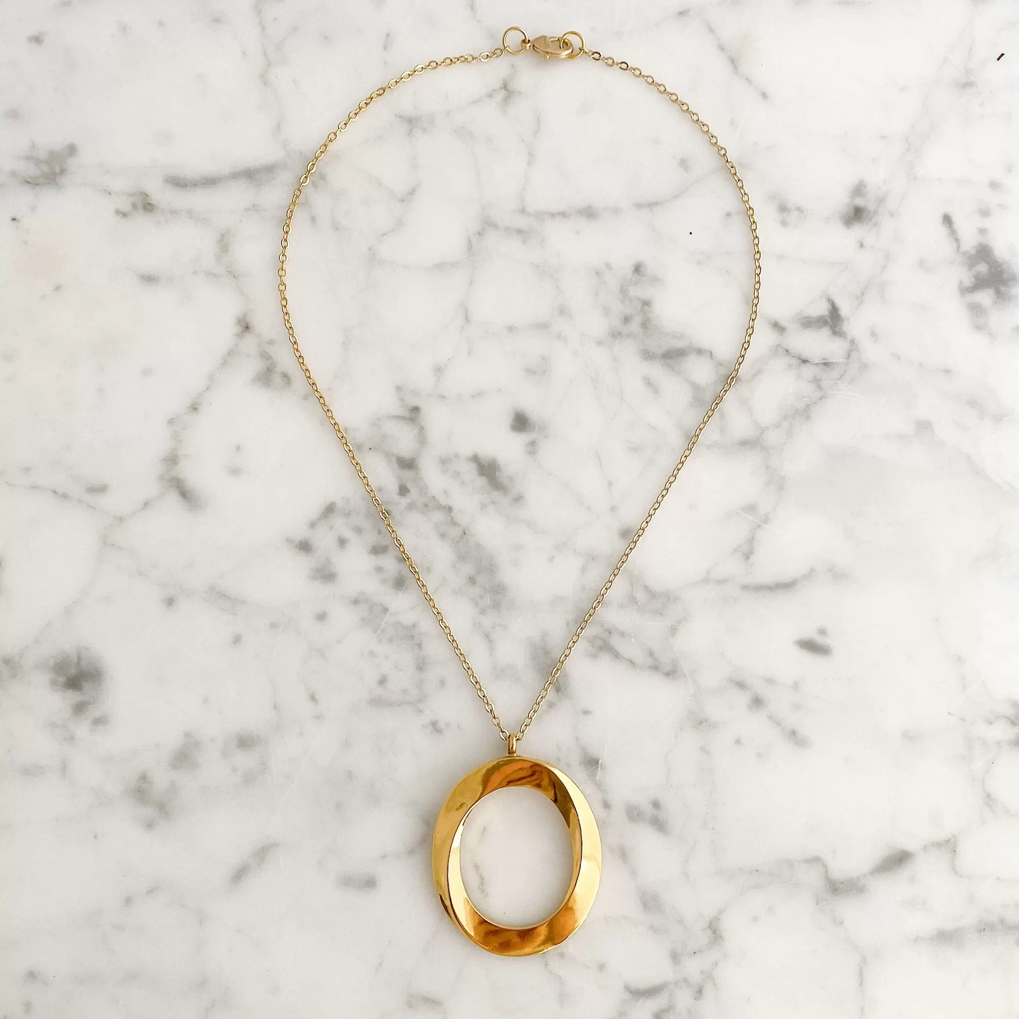 JESSE vintage gold hoop pendant necklace