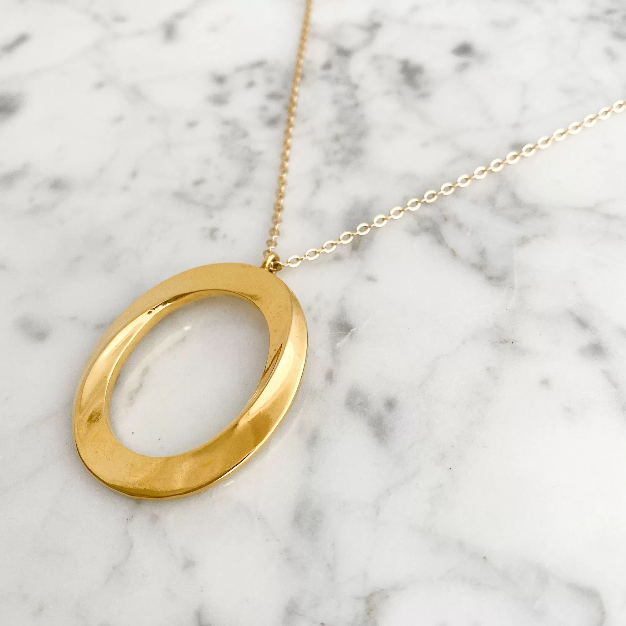 JESSE vintage gold hoop pendant necklace