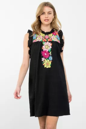 Joni Embroidered Detail Textured THML Dress