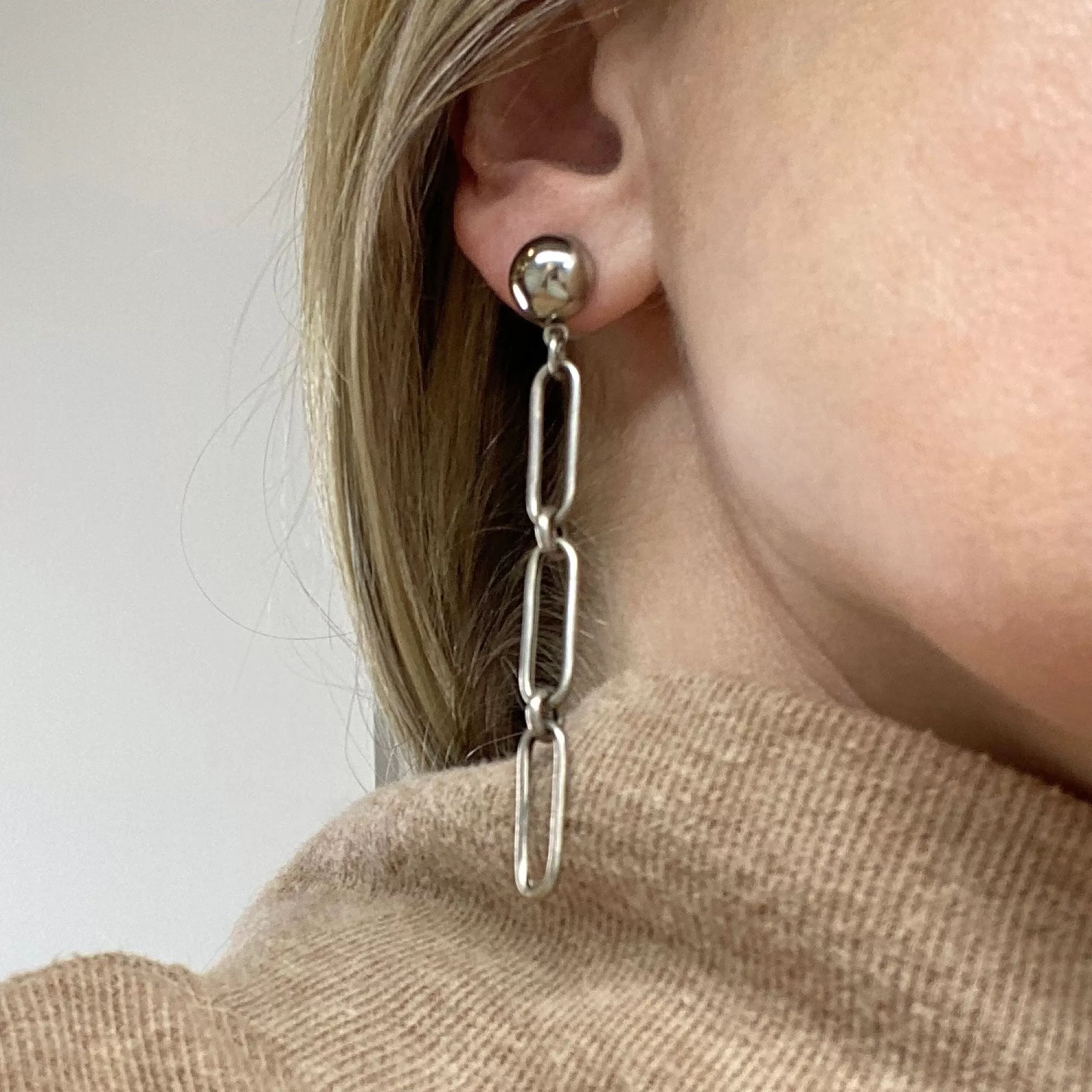 JULIEN silver paper clip earrings