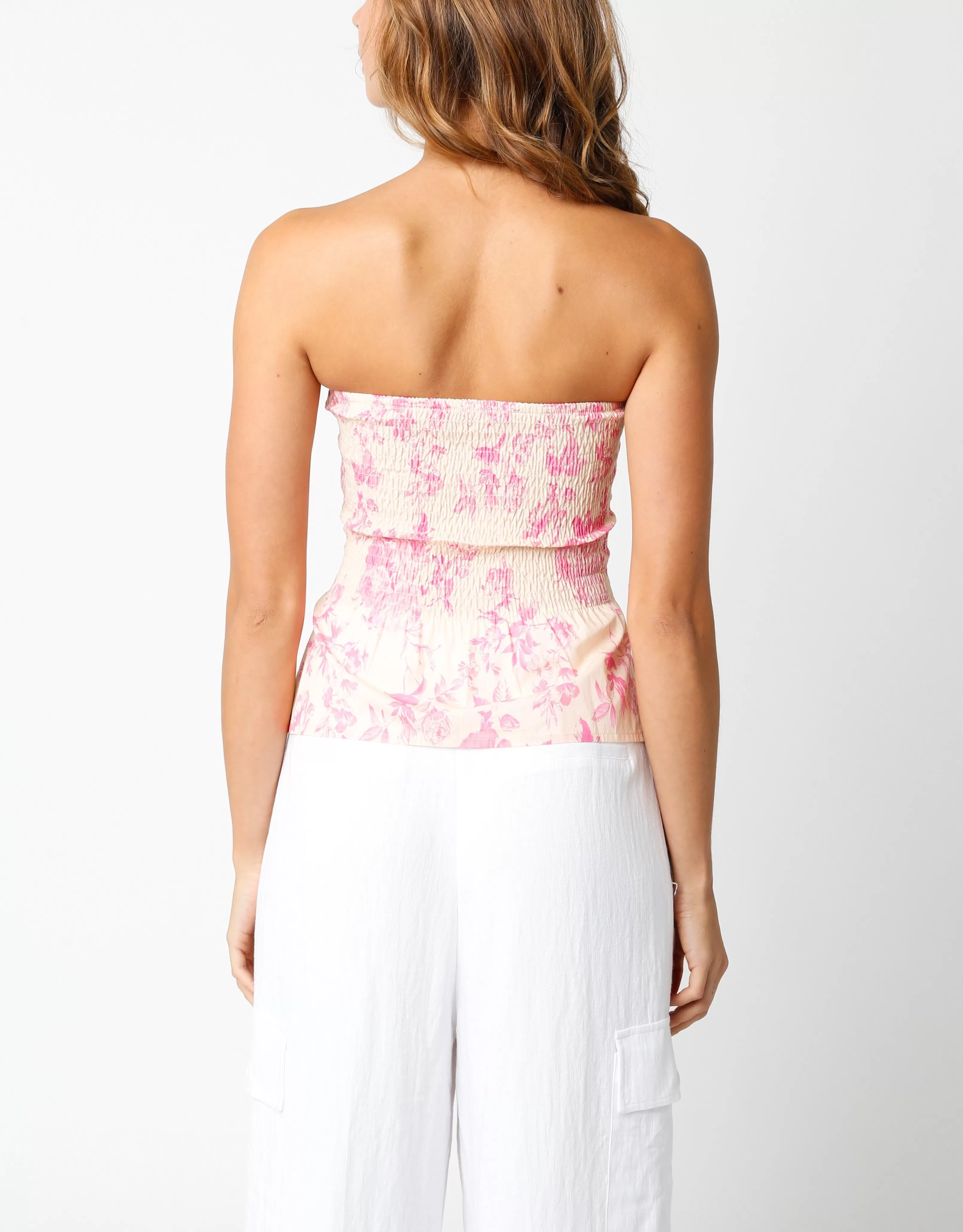 Kate Floral Smocked Strapless Top