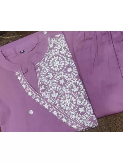 Lilac Cotton Kurti and Pant Set of 2