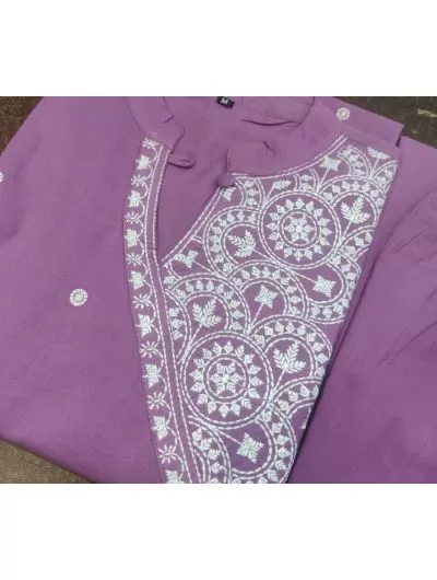 Lilac Cotton Kurti and Pant Set of 2