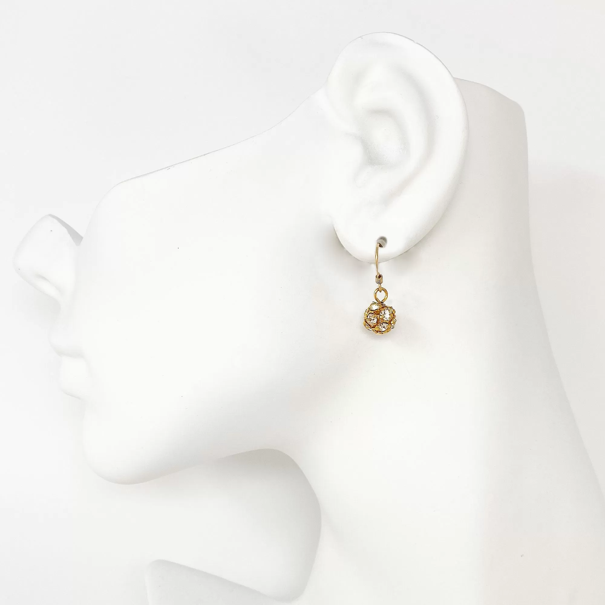 LOLA gold rhinestone ball earrings