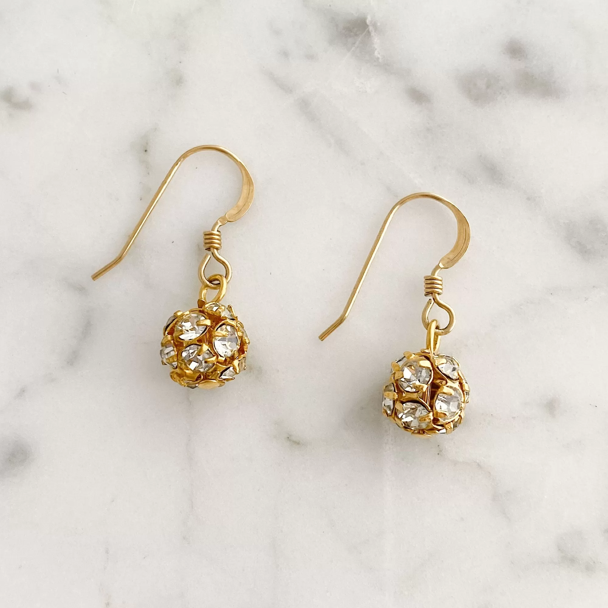 LOLA gold rhinestone ball earrings