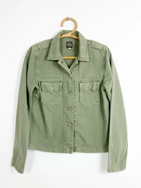 Lucky Supply Military Inspired Army Green Button Up