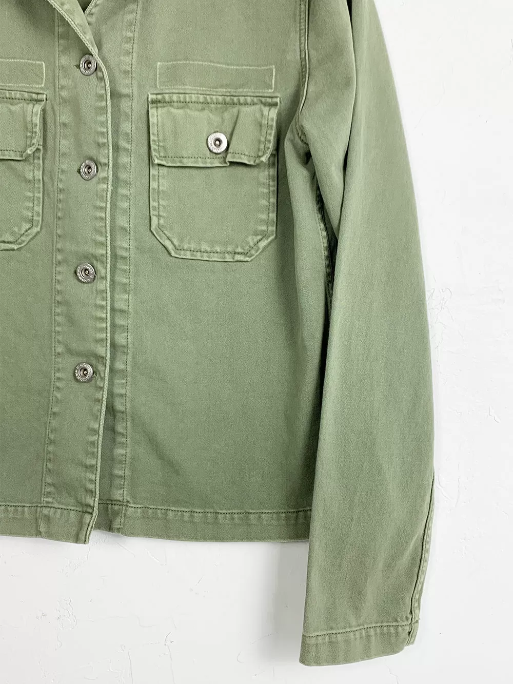 Lucky Supply Military Inspired Army Green Button Up