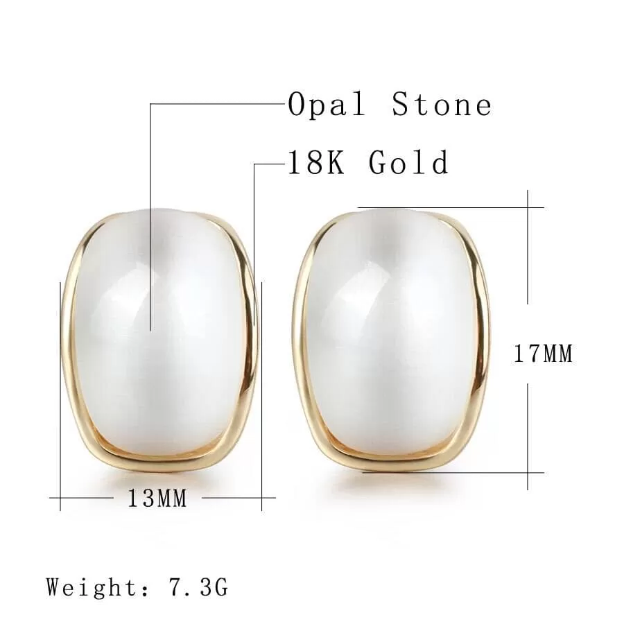 Luxury Arched White Opal Stud Earrings