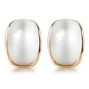 Luxury Arched White Opal Stud Earrings