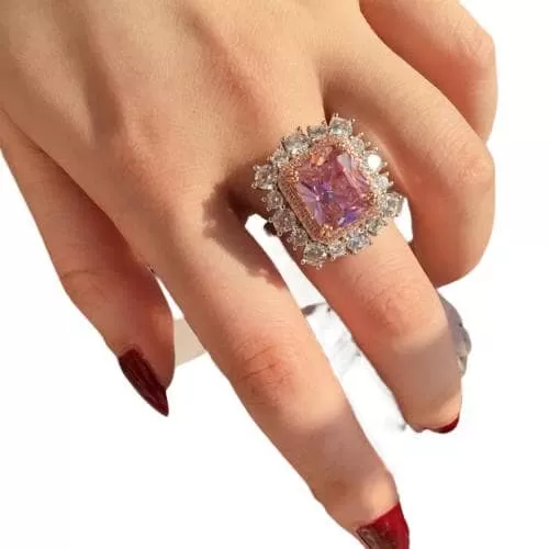 Luxury Pink Elegant Fire Opal Adjustable Ring