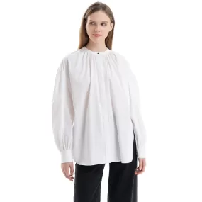 Mandarin Solid Side Slits Blouse