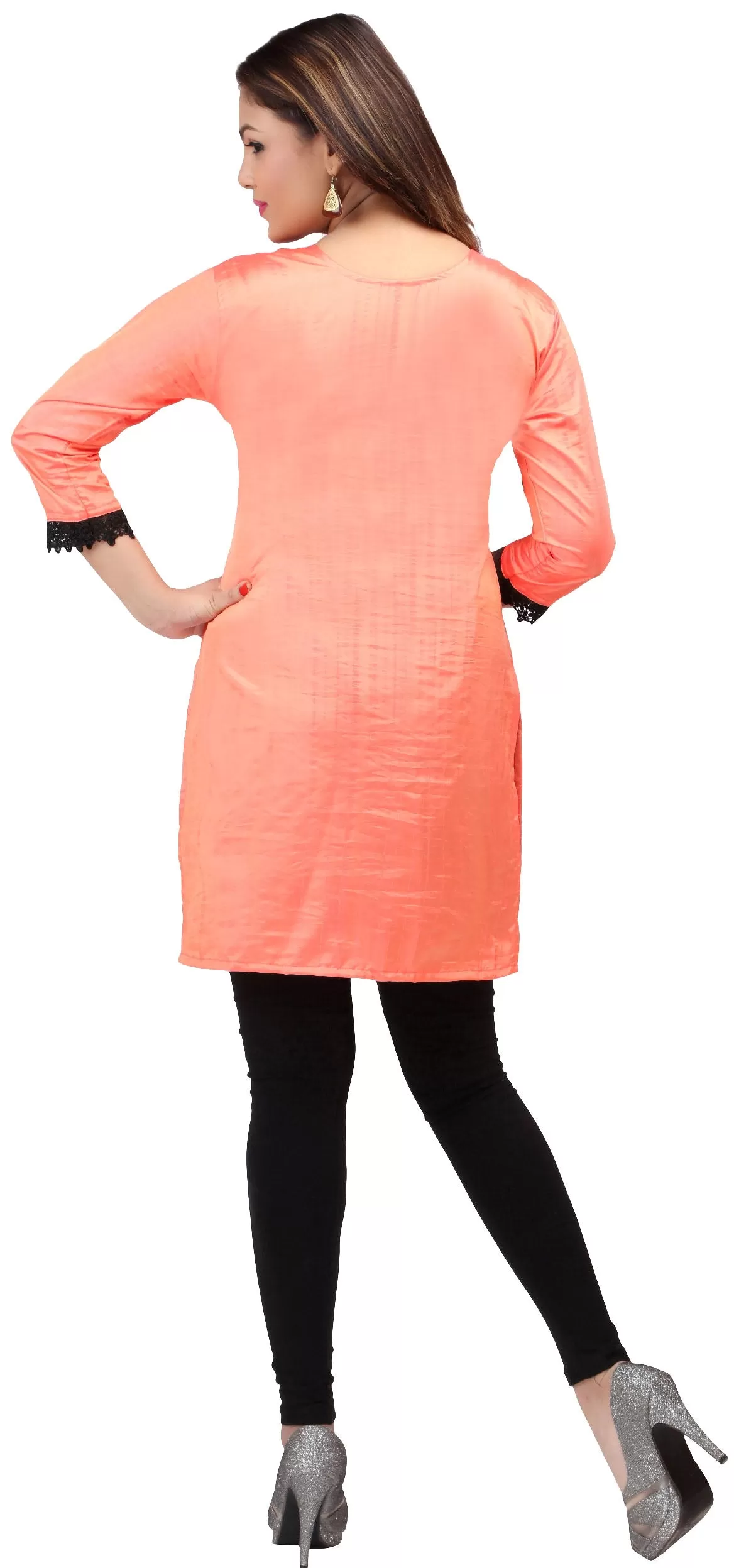 Maple Clothing India Women's Tunic Top Embroidered Kurti (Orange)