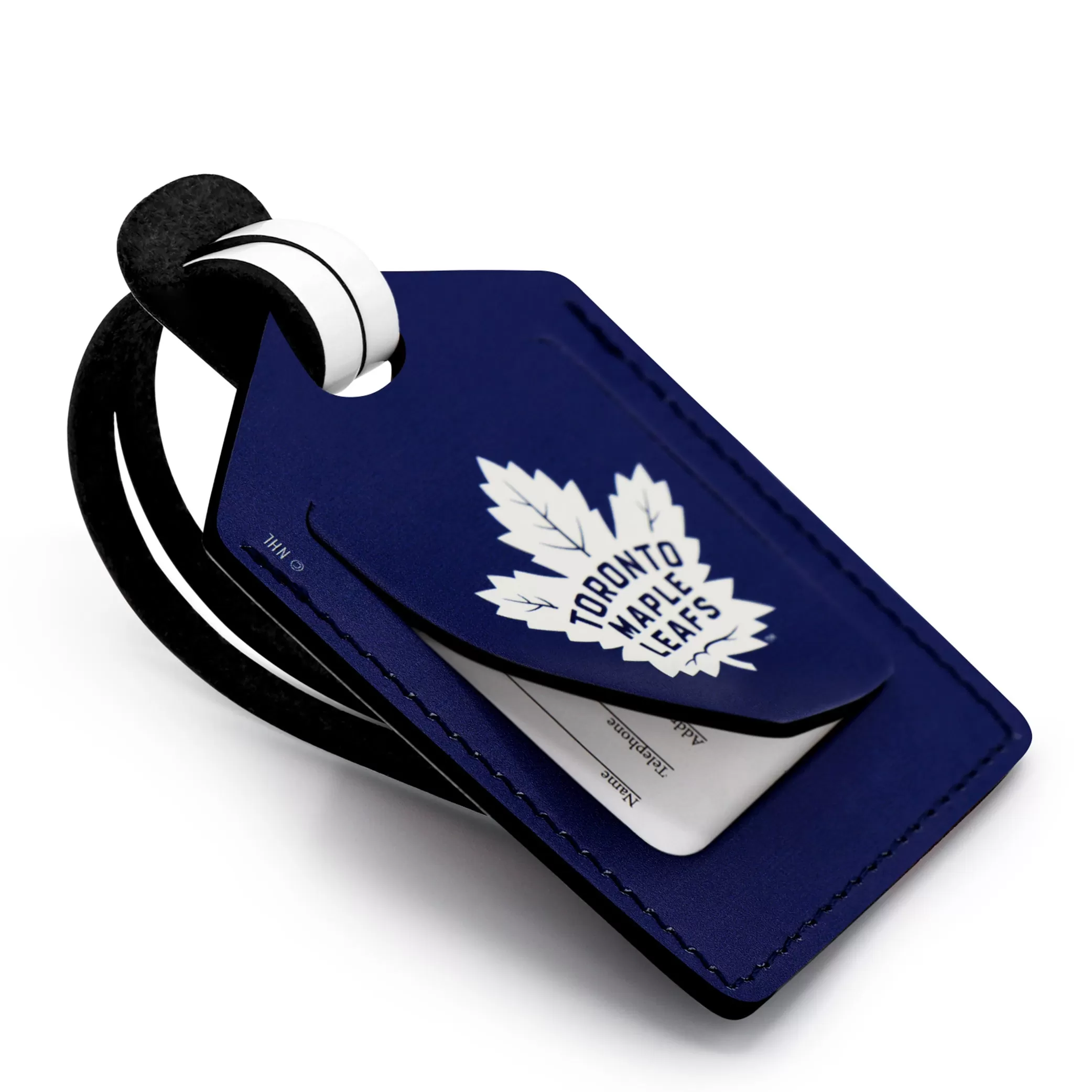 Maple Leafs Leather Treaty Primary Logo Luggage Tag - NAVY