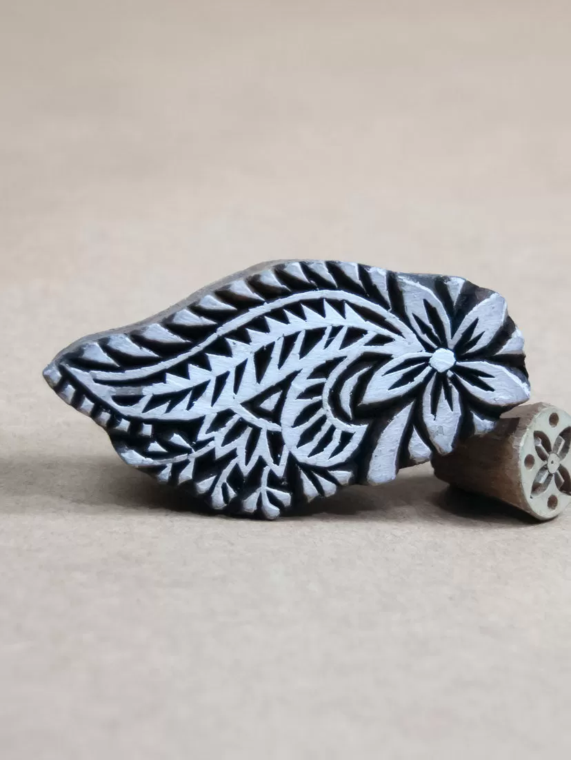 Medium Wooden Leaf Block print stamp