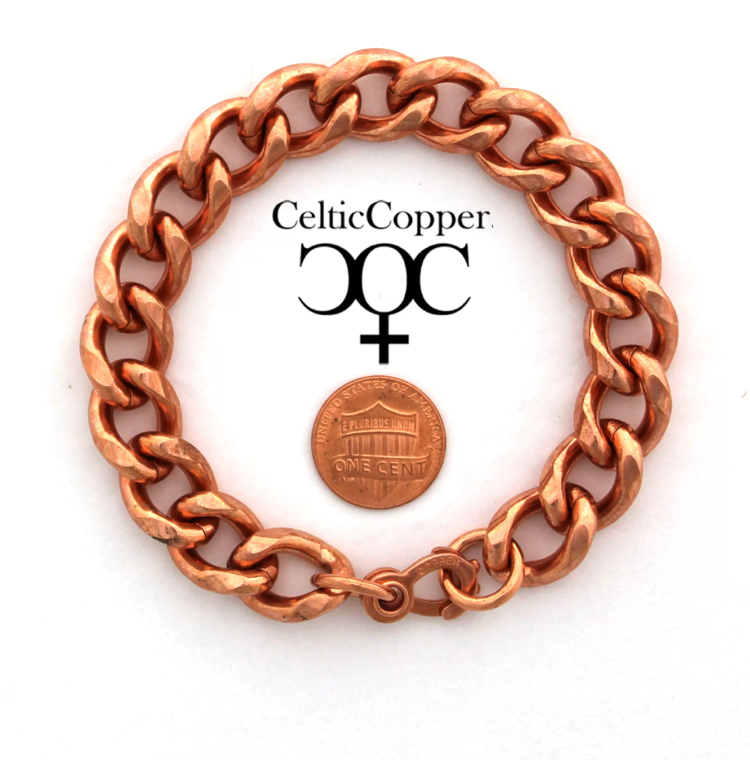 Men's Extra Bold 13mm Copper Cuban Curb Chain Bracelet  B79R Men's Solid Copper Bracelet Chain 8.5 Inch