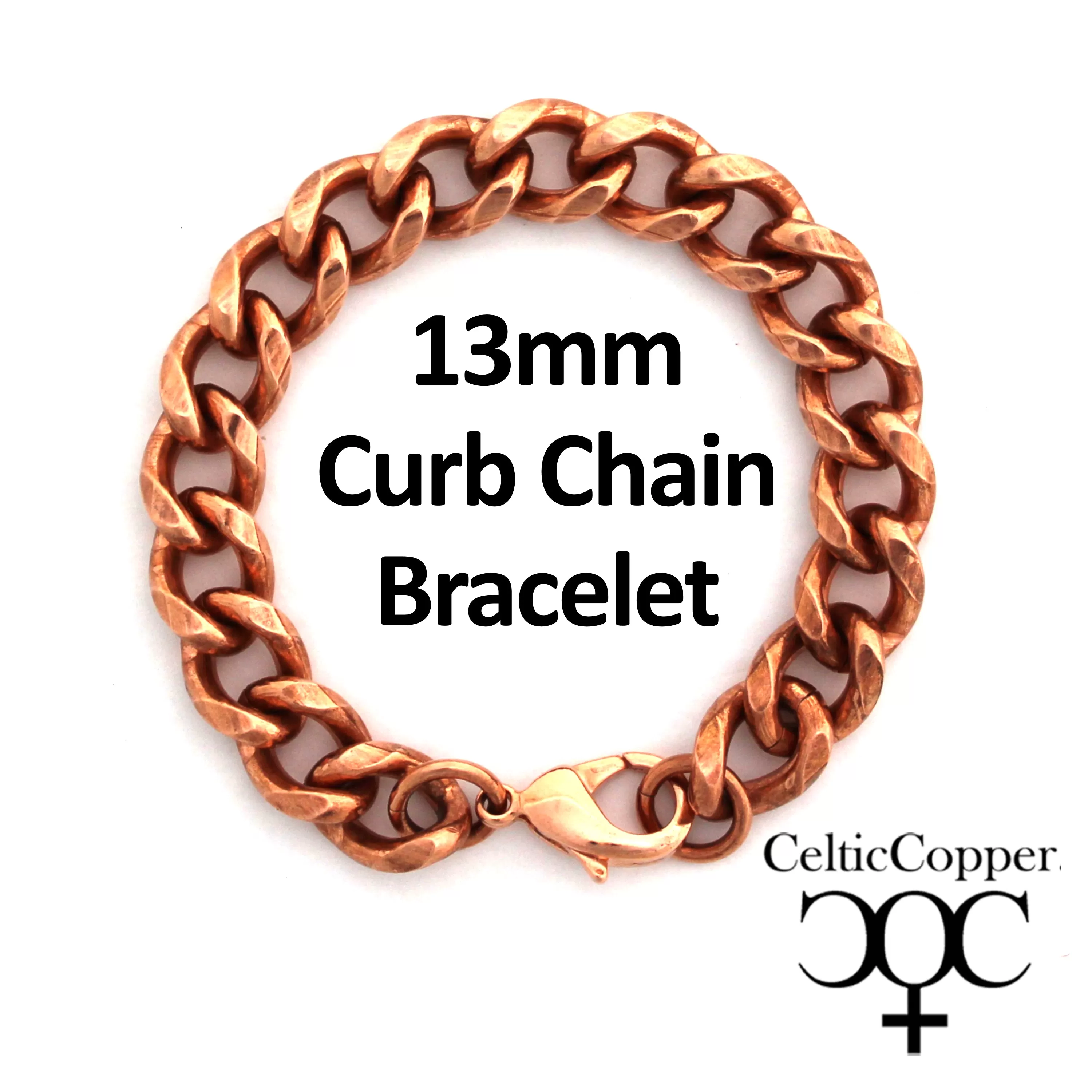 Men's Extra Bold 13mm Copper Cuban Curb Chain Bracelet  B79R Men's Solid Copper Bracelet Chain 8.5 Inch