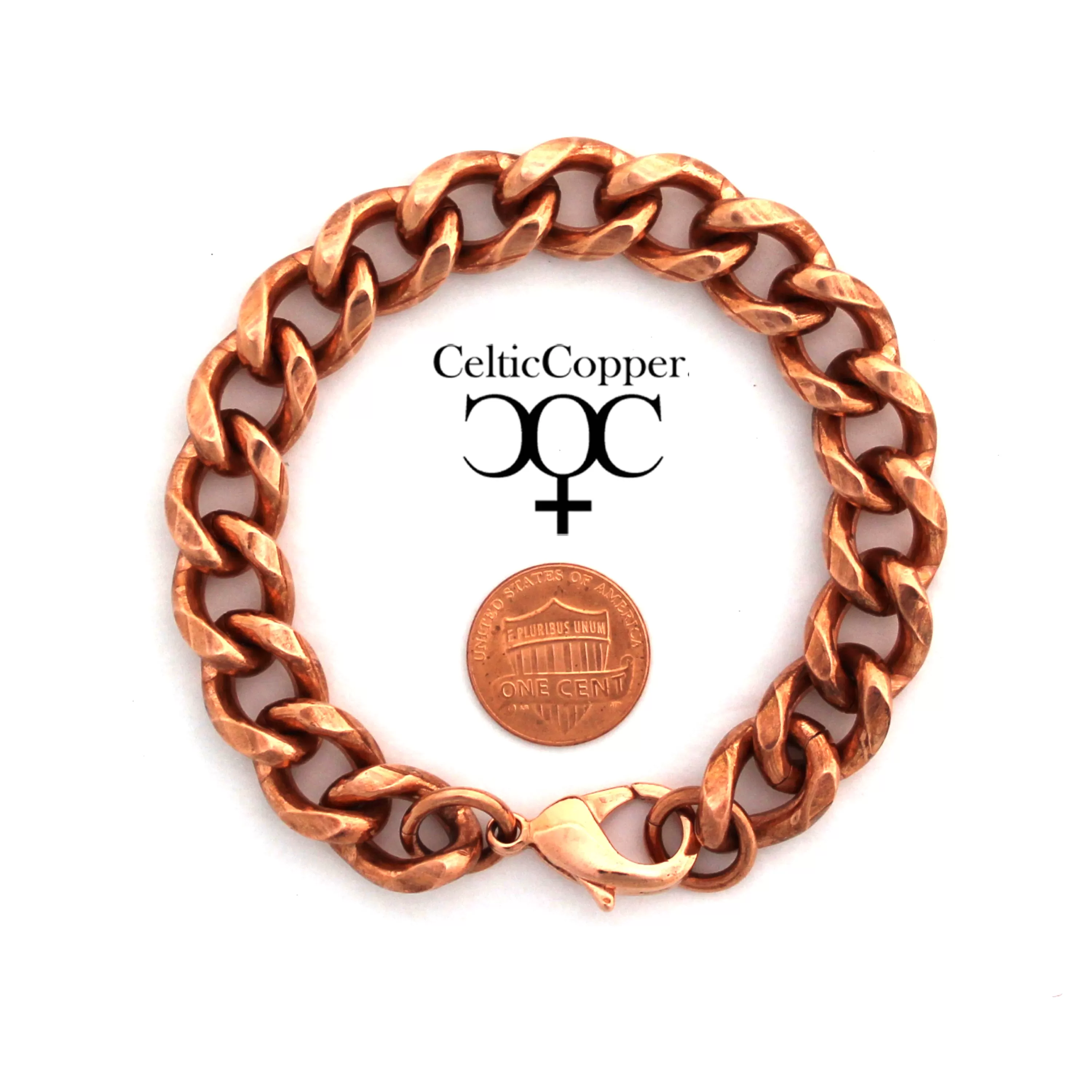 Men's Extra Bold 13mm Copper Cuban Curb Chain Bracelet  B79R Men's Solid Copper Bracelet Chain 8.5 Inch