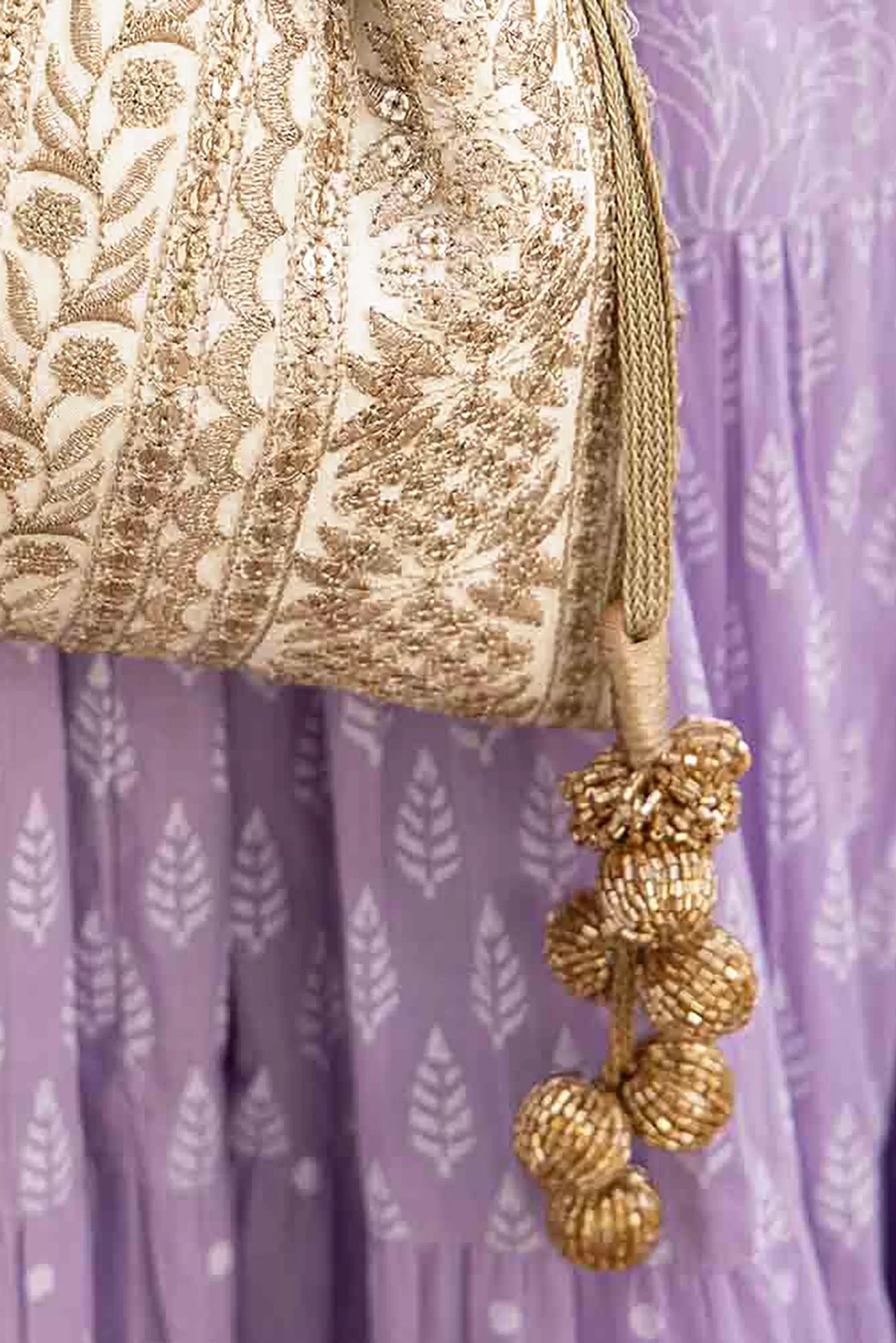 Mirai embroidered potli - Cream