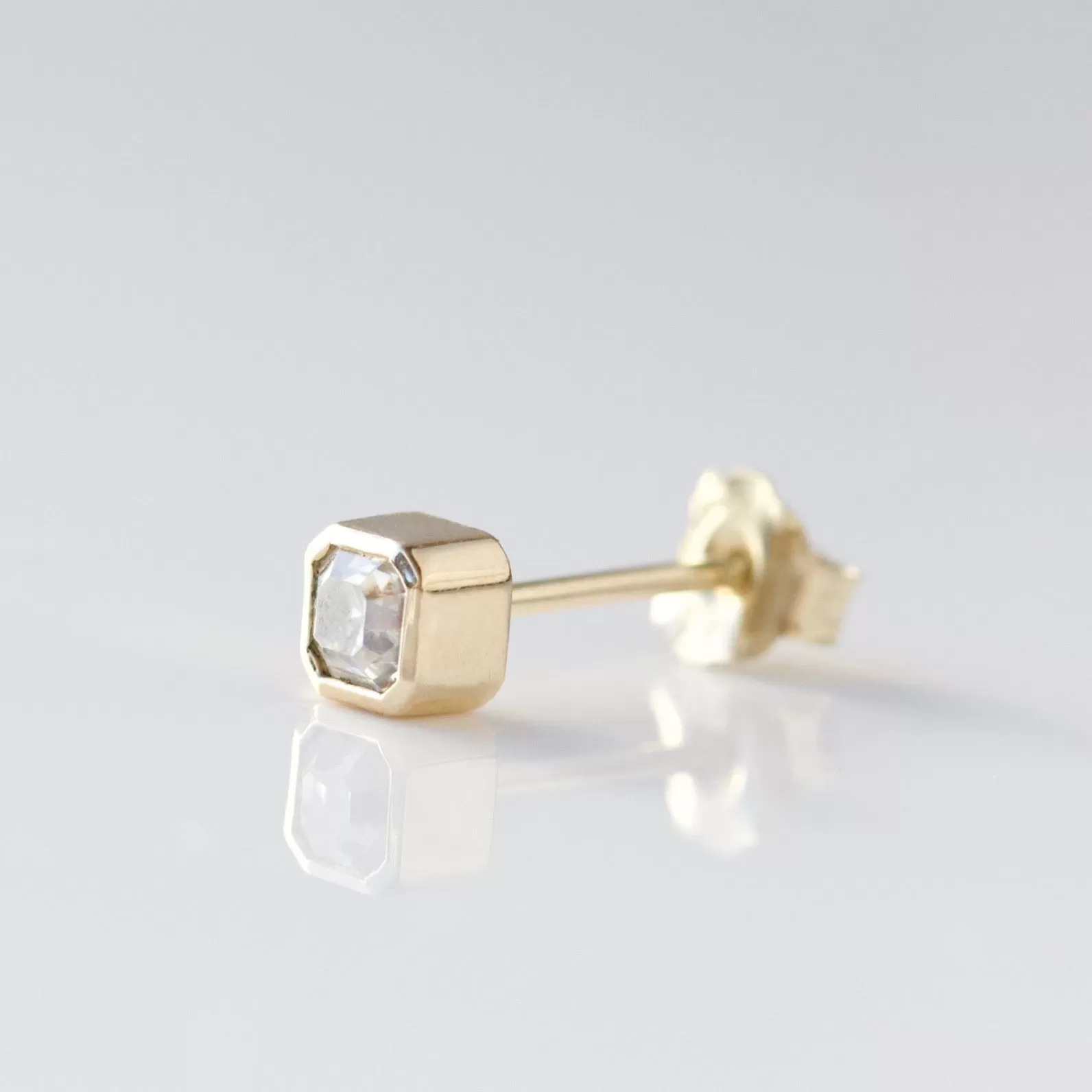 Moissanite Asscher Cut Bezel Set Stud Earrings