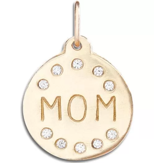 Mom Disk Charm Pavé Diamonds