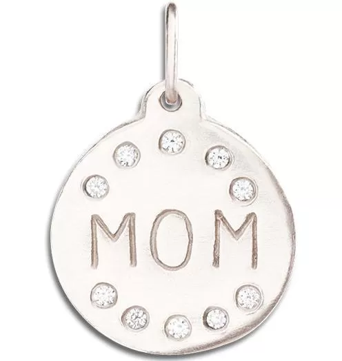 Mom Disk Charm Pavé Diamonds