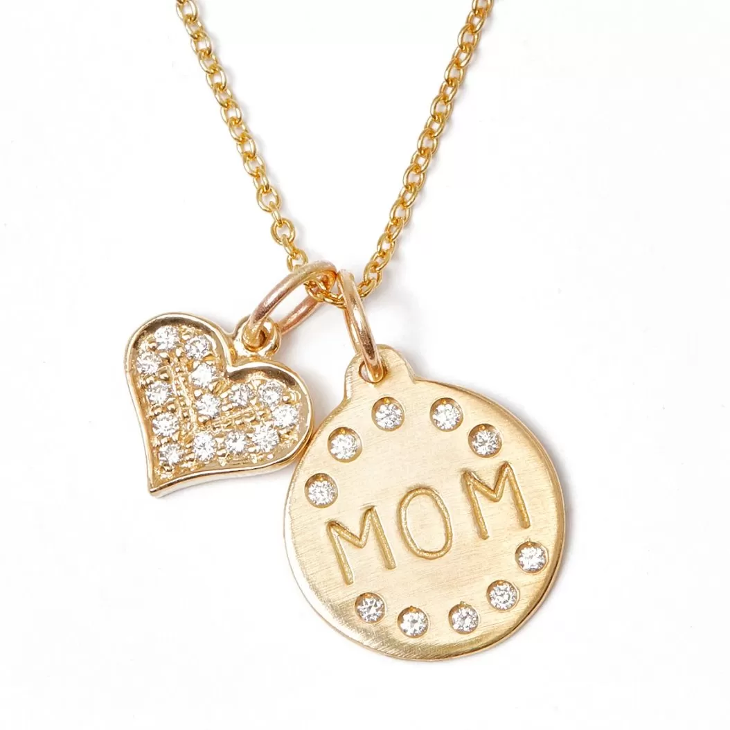 Mom Disk Charm Pavé Diamonds