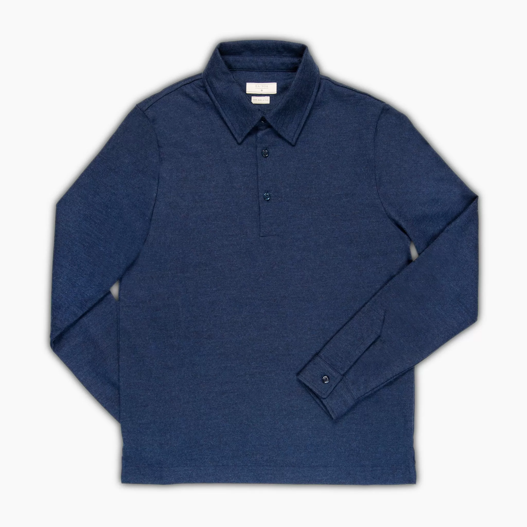 Moris long-sleeved polo shirt in felted wool jersey