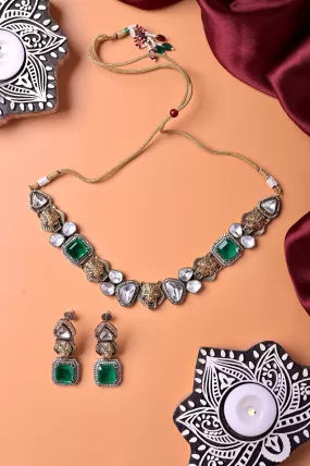 Muticolored Sabyasachi Inspired Designer Stone Setting Necklace Set