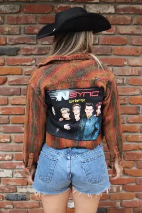 N Sync Acid Wash Cropped Flannel