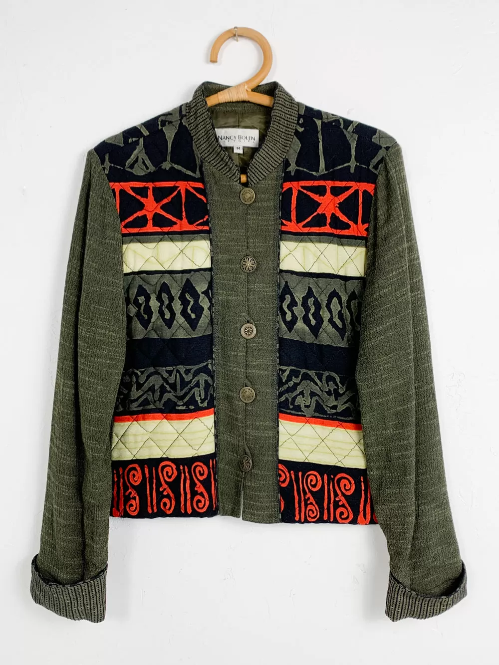 Nancy Bolen Mixed Print Sweater Jacket