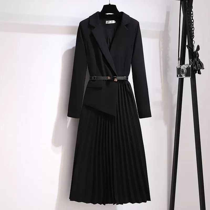 Nova Elegant Pleated Blazer Dress