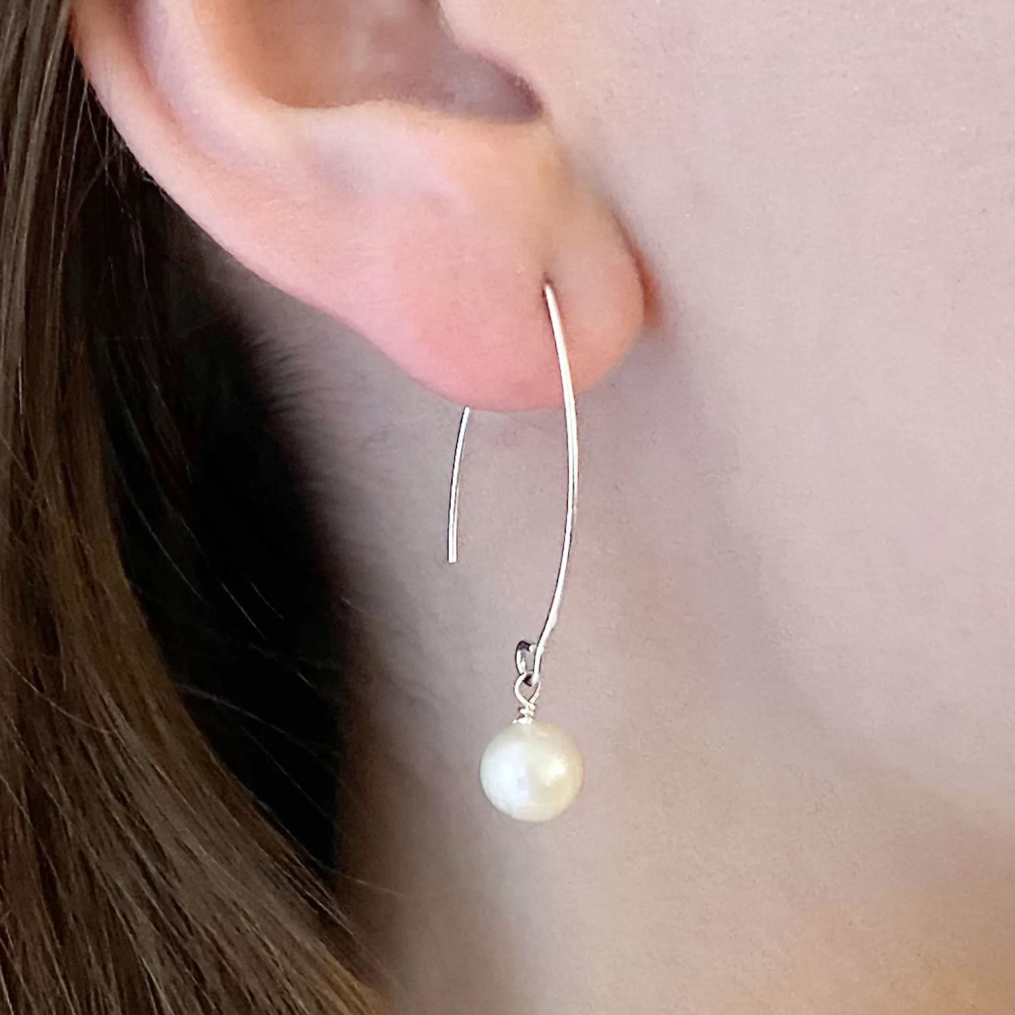 NYAH white freshwater pearl sterling earrings