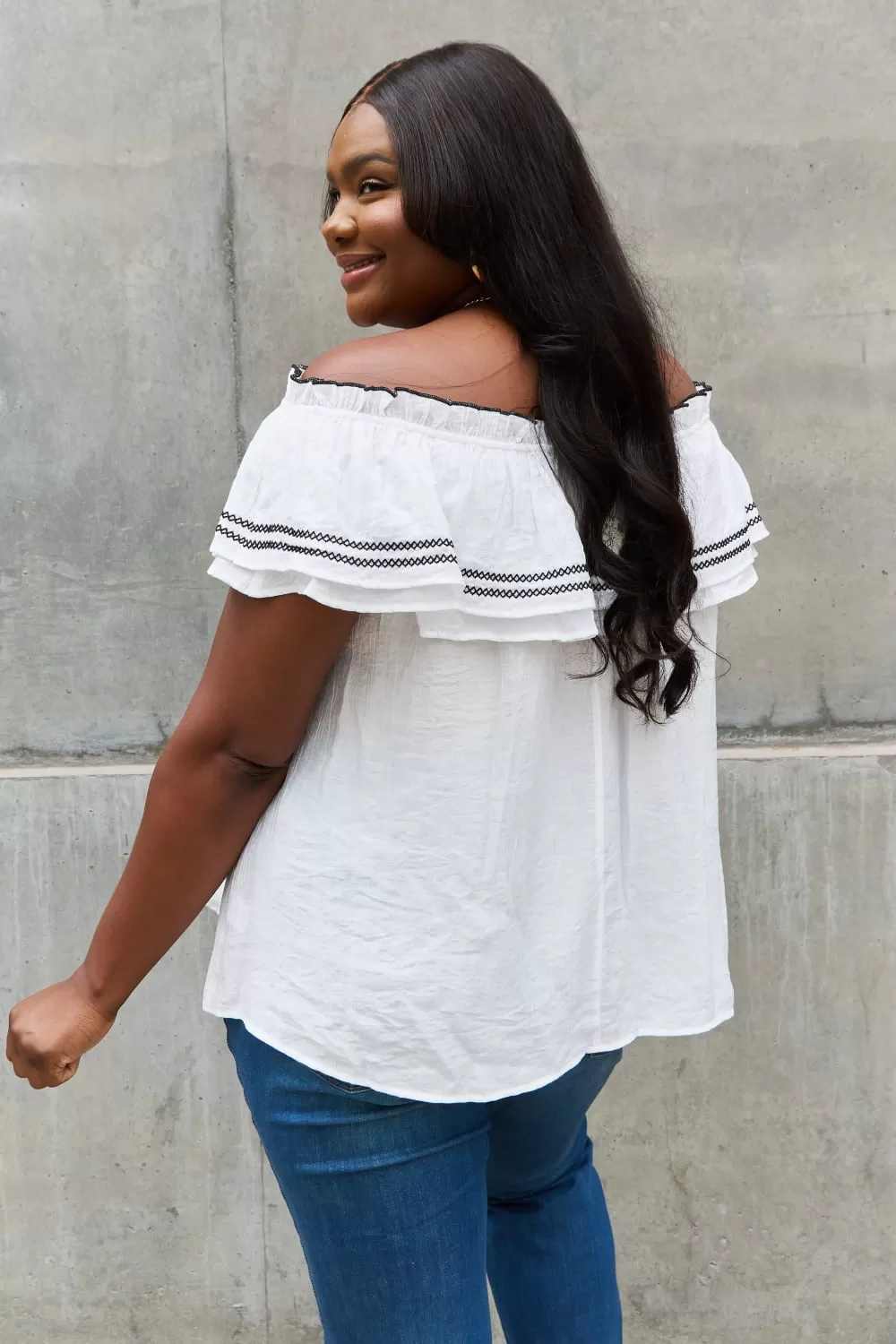 ODDI Full Size Off The Shoulder Ruffle Blouse