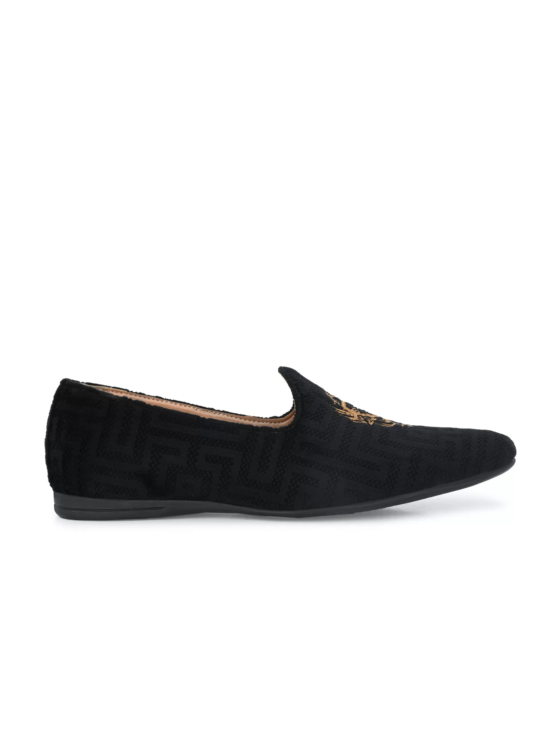 Odette Black Embroidered Loafers