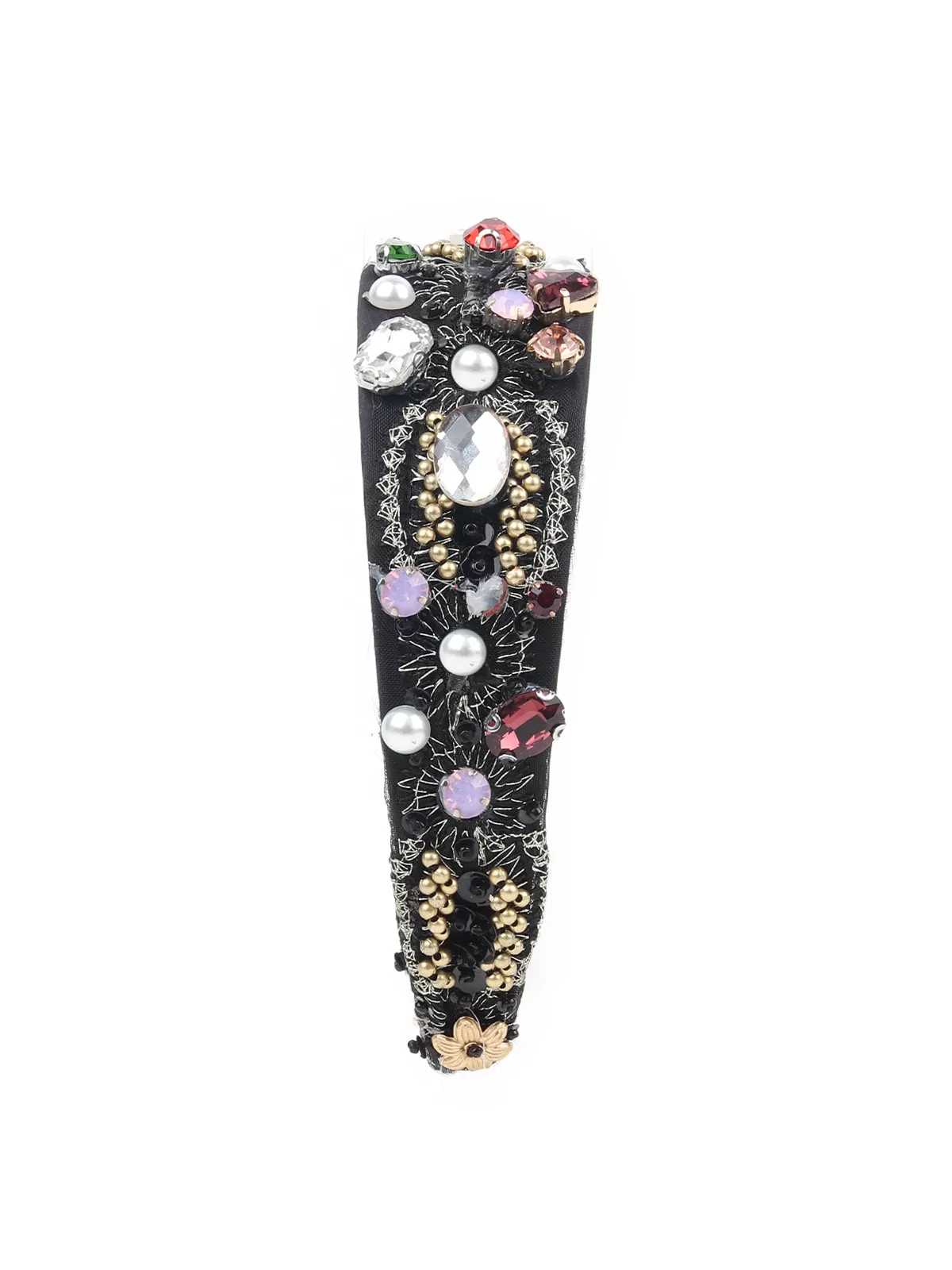 Odette Black Faux Stone Embellished Hair Band for Women