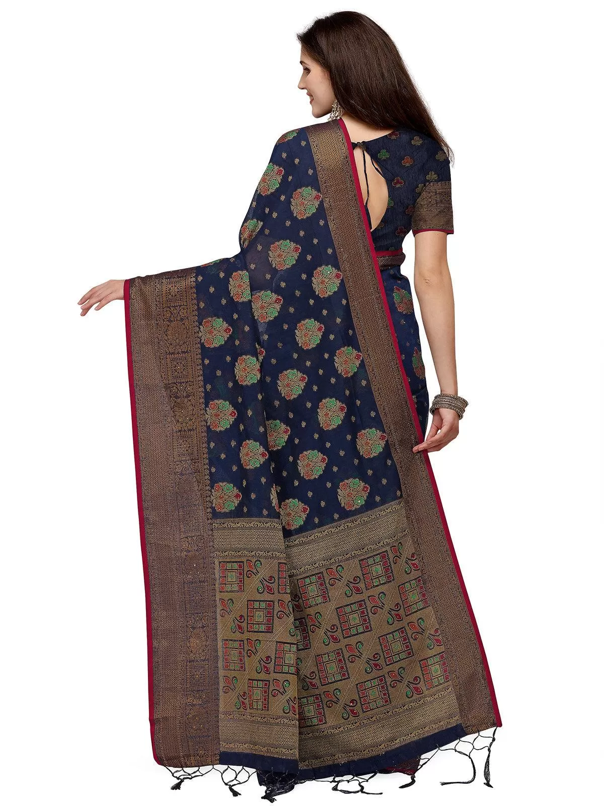 Odette Women Banarasi Silk Saree With Unstitched Blouse