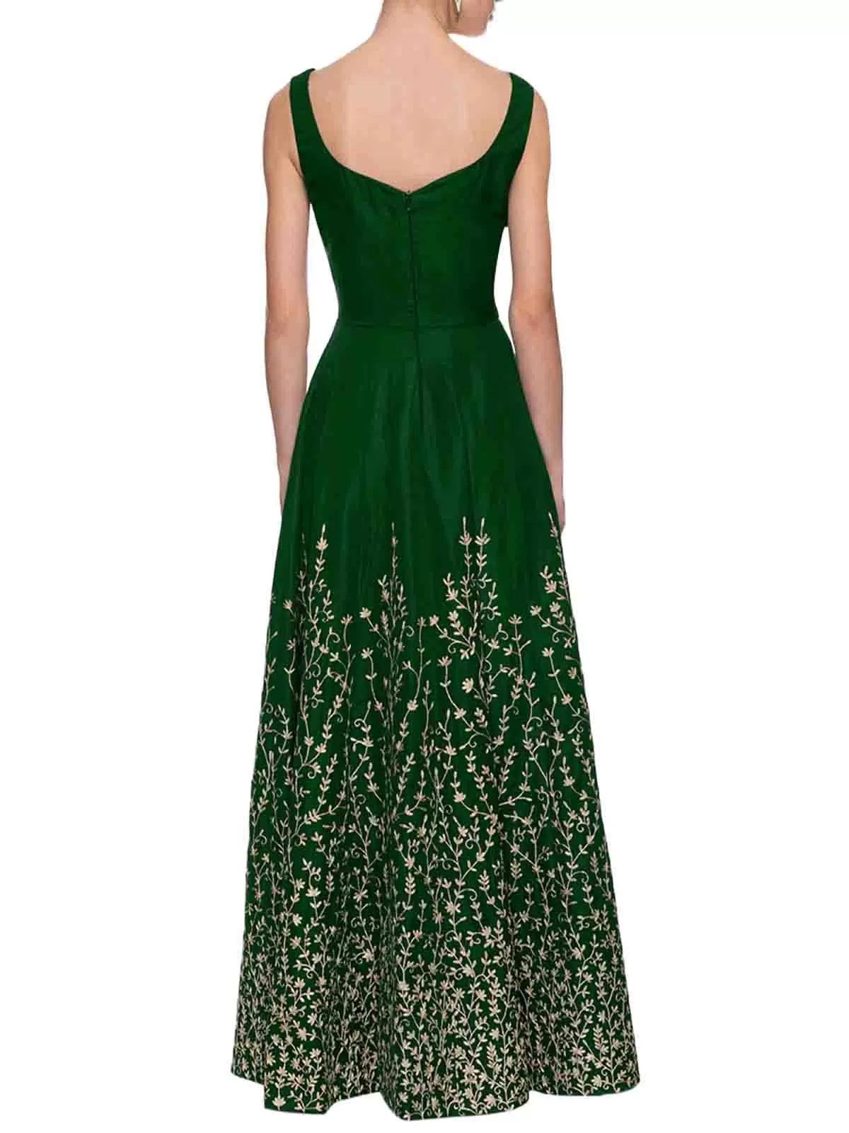 Odette Women Modern Green Semi Stitched Gown