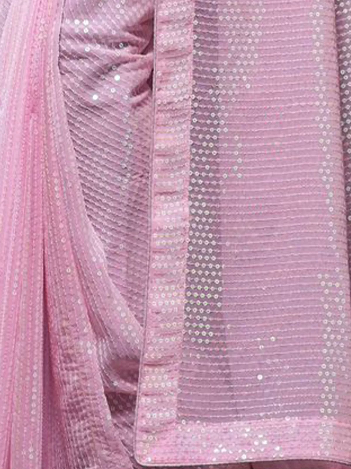 Odette Women Pink Embellished Georgette Saree With Unstitched Blouse