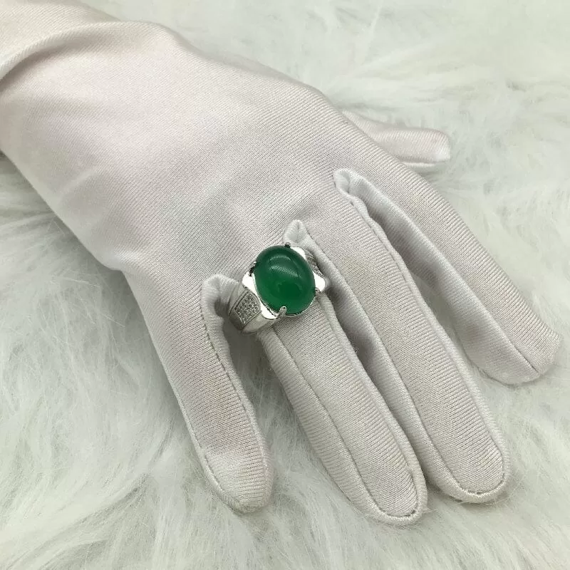 Oval Cut Simulated Birthstone Emerald Ring