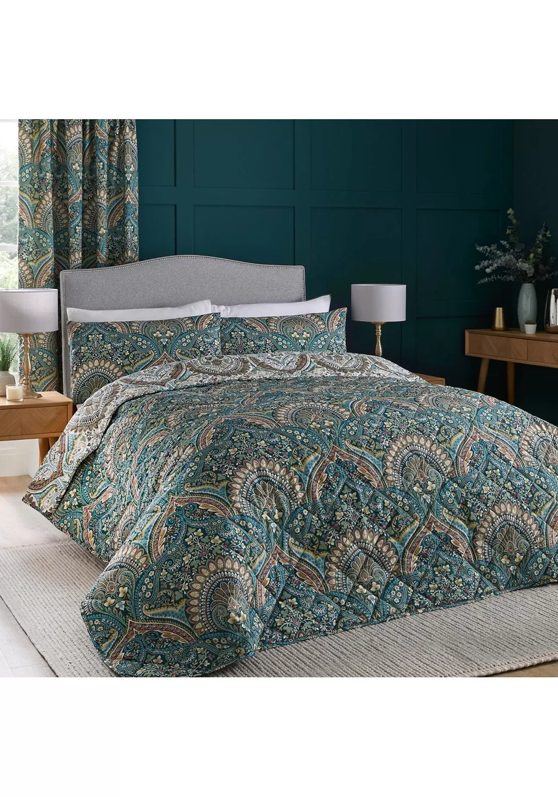 Palace Paisley Throw 230cm x 195cm - Blue