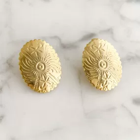 PANTHEA gold tone oval clip earrings