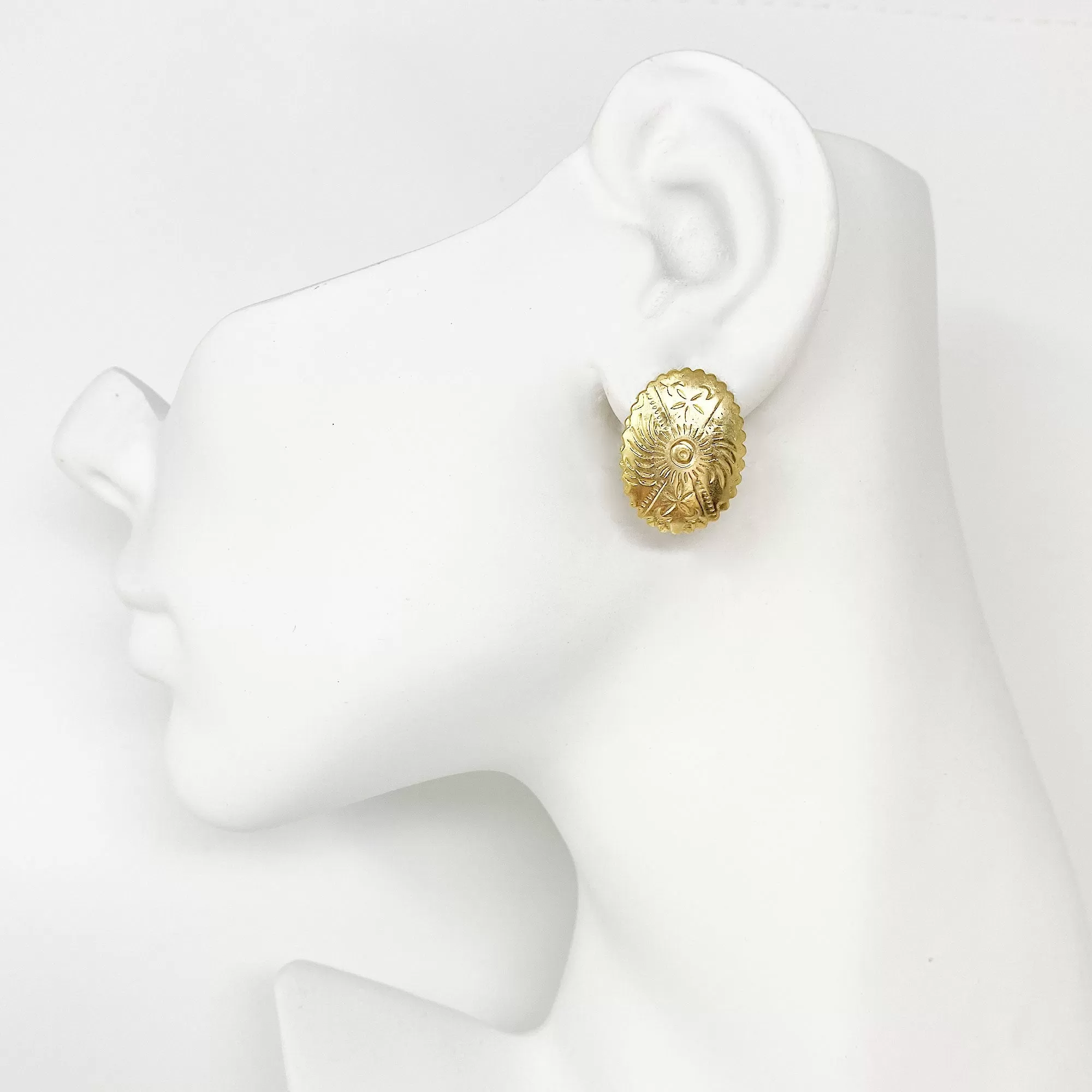 PANTHEA gold tone oval clip earrings