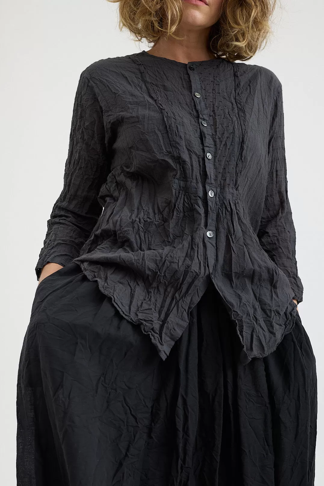 Pas de Calais - Patchwork Collarless Blouse