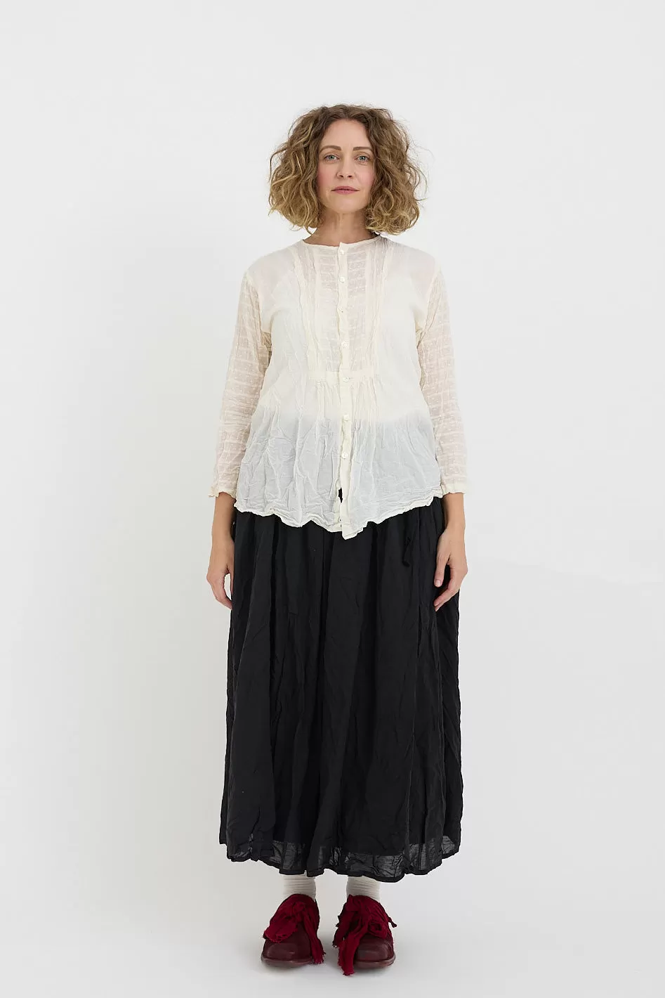 Pas de Calais - Patchwork Collarless Blouse