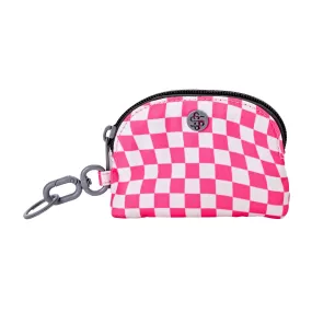 Pink Checkered Small Pouch Keychain